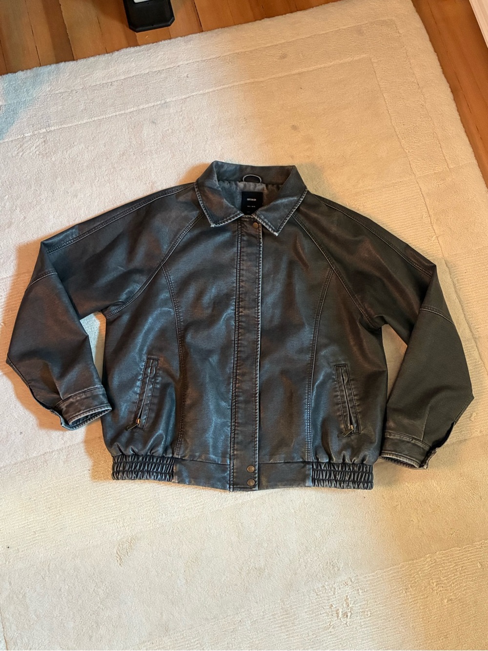 Cotton on oversized faux leather jacket